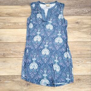 Ink + Ivy blue sleeveless v neck paisley print knee length dress size Medium